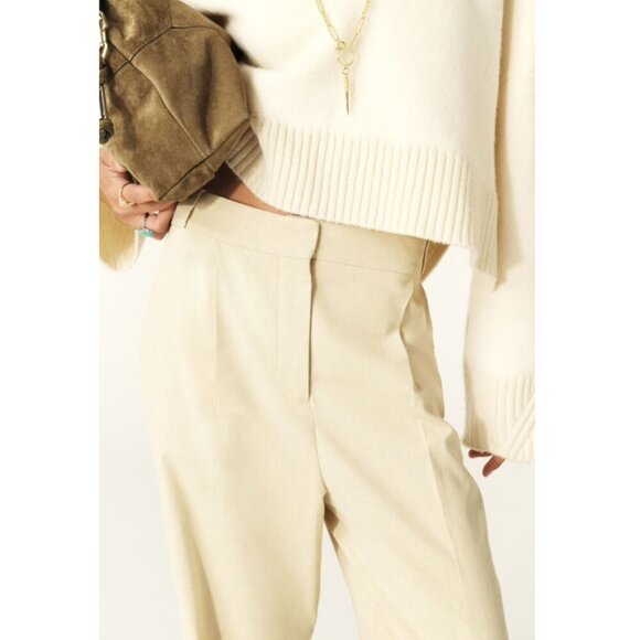 NWT ba&sh | Jona Pleat-front Wide-leg Trousers in Beige - Picture 3 of 12